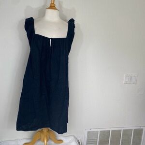 Vineyard Vines Women's Black Gauzy Cotton Sheath Mini Dress Size Medium Preppy